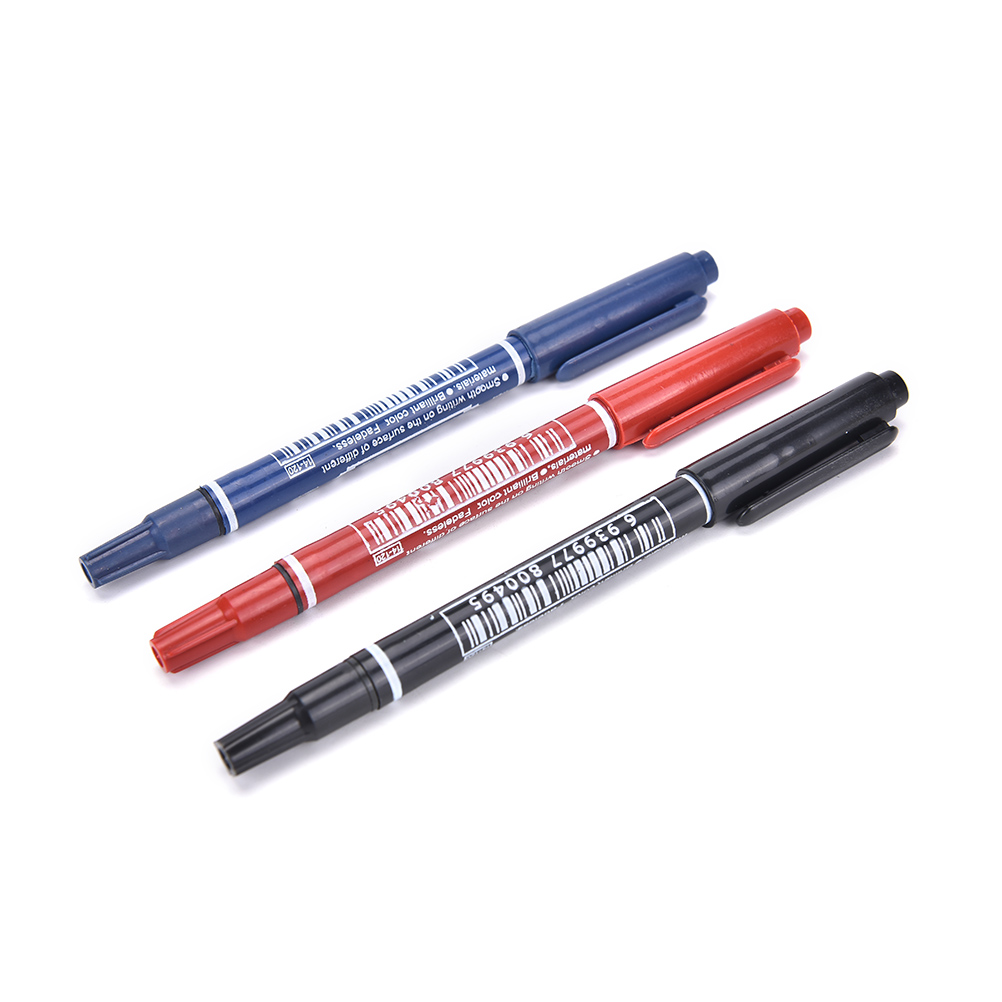 1PC 3 Farben Schnell trocknend Schreiben Stifte Zwilling Tipps Verdoppelt geleitet Haken Linie dauerhaft Farbe Marker Stift Für CD DVD Medien Rabatt