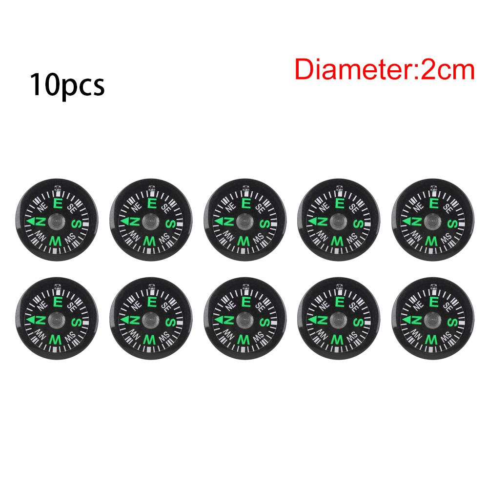 10Pcs Portable Mini Plastic Accurate Compass Button Practical Guider Outdoor Survival Compasses Camping Hiking Tool: 2cm