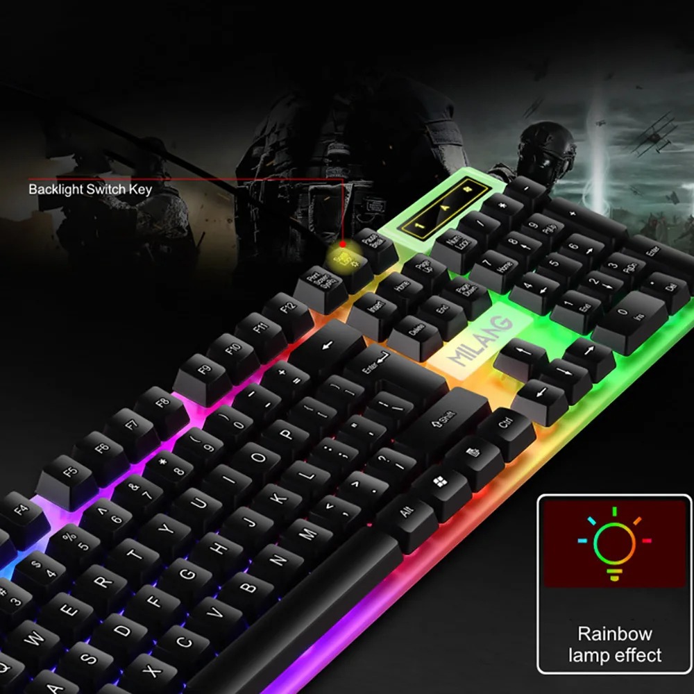 Bedraad Mechanisch Toetsenbord 104 Toetsen Zwevende Knop Regenboog Backlight Gaming Toetsenbord Kantoor Voor Laptop Pc Accessoires