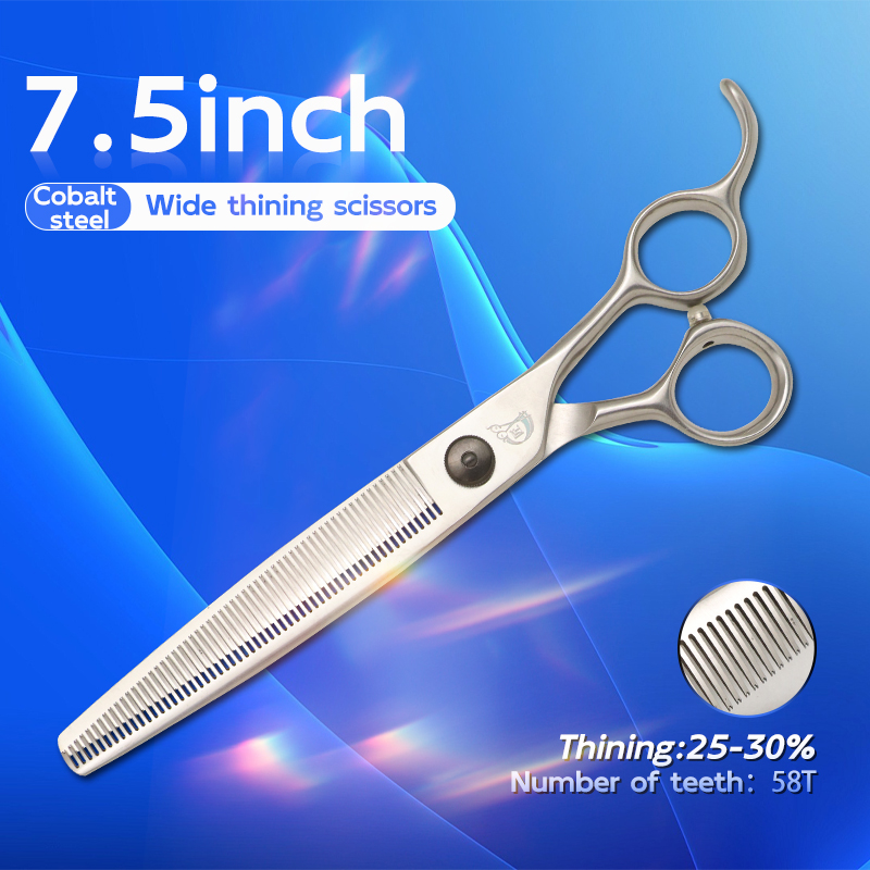 Kraankobaltstalen 7.5 & 8.0 Inch Honden Trimschaar Set Zwart Recht Gebogen Uitdunningsschaar Voor Honden Trimmer: Dark Khaki