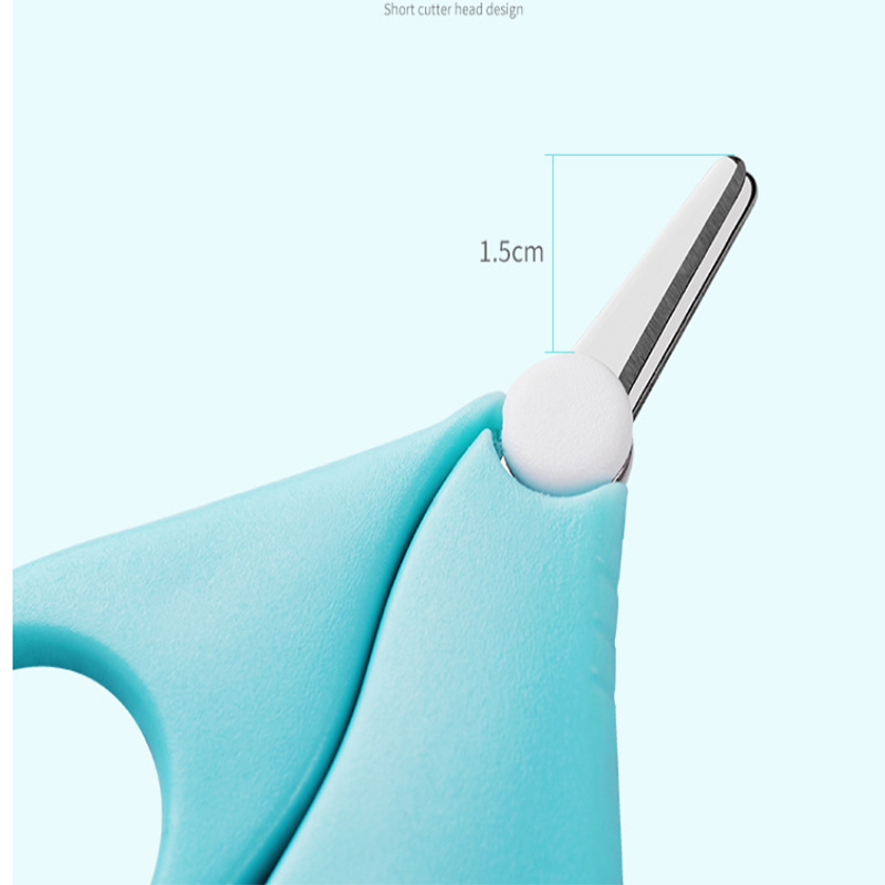 Tijeras de uñas para bebés de boca corta, cortauñas para bebés, tijeras de seguridad para cuidado de la cabeza redonda para bebés: Azul