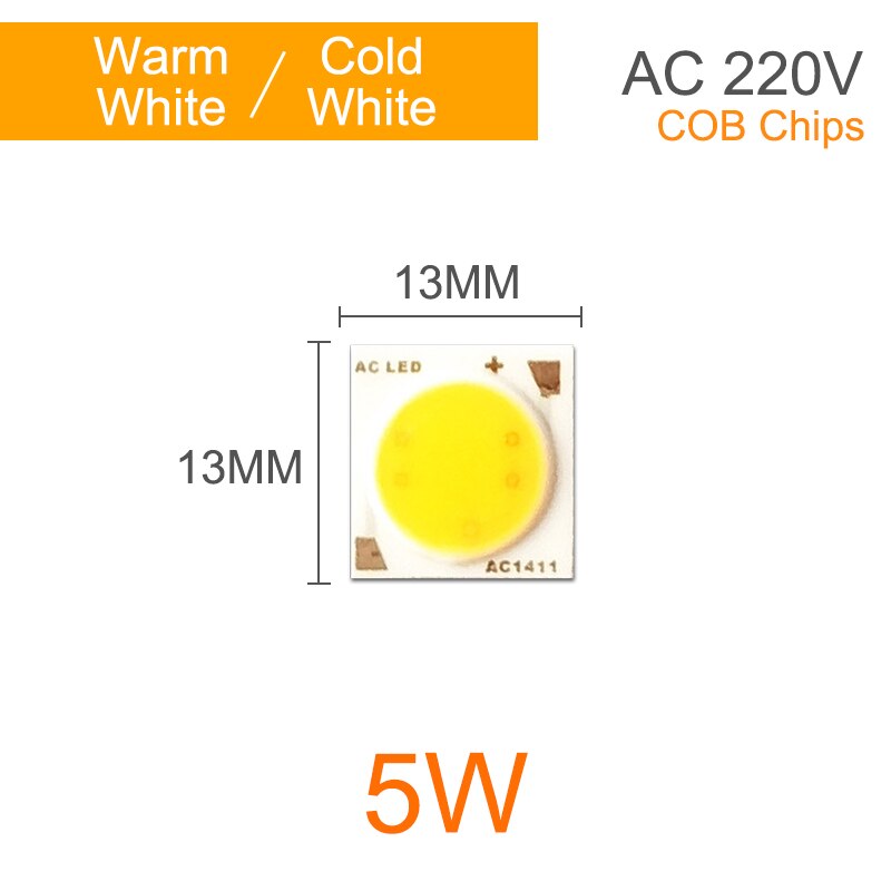 Kaguyahime LED COB Chip 220V 20W 30W 50W 100W DIY Integrated Chip Rectangular Lamp No Need Driver For Spotlight Floodlight Bulb: COB 5W 2Pcs / Cold White