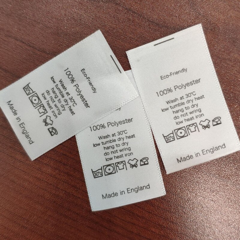 100PCS In stock Satin ribbon washing tag White care label Cotton/Polyester/Elastane writings: 16