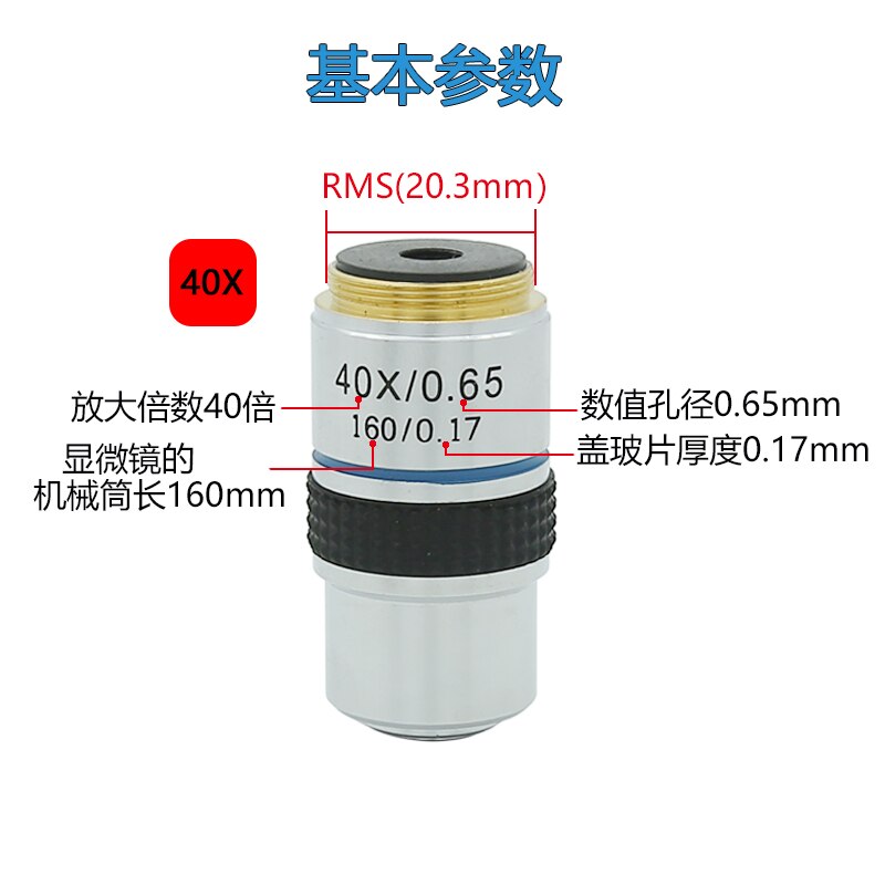 4X 10X 40X 100X Microscope Objective Lens Achromatic Objective Laboratory Biological Microscope parts