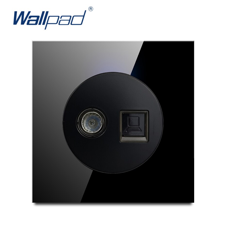 Wallpad Random Click Push Button Wall Light Switch With LED Indicator Socket Black Tempered Glass Panel For Home: TV DATA