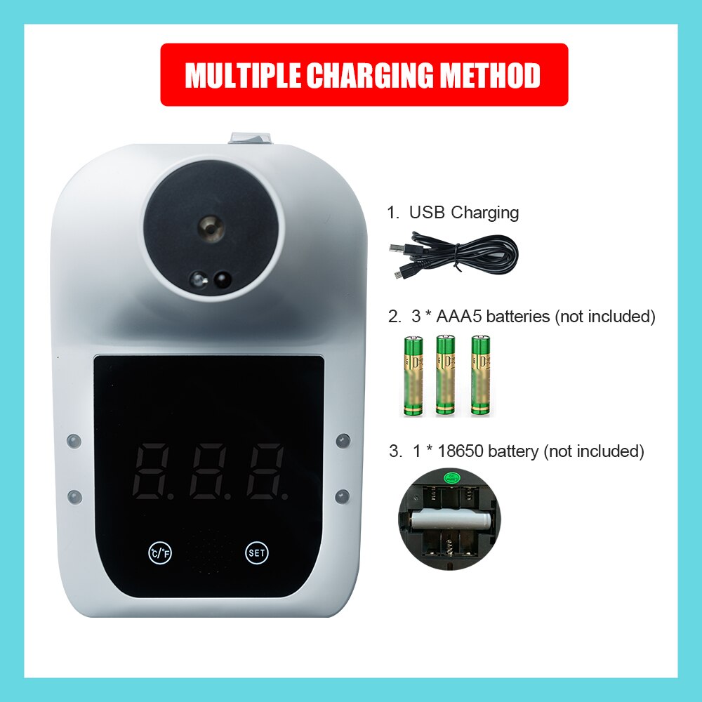 Non-Contact Infrarood Voorhoofd Thermometer Digitale Muur Gemonteerde Self-Service 0.1S Quick Test Lcd Met Alarm zonder Batterij