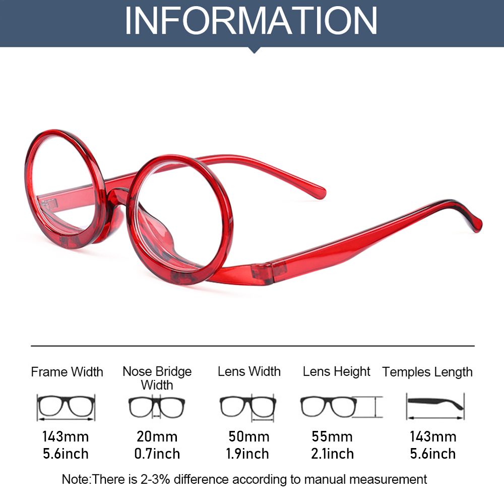 Rotating Magnifying Folding Magnification Eyeglasses Presbyopic Clamshell Makeup Eyewear Glasses Reading Glasses Lens +10~+40