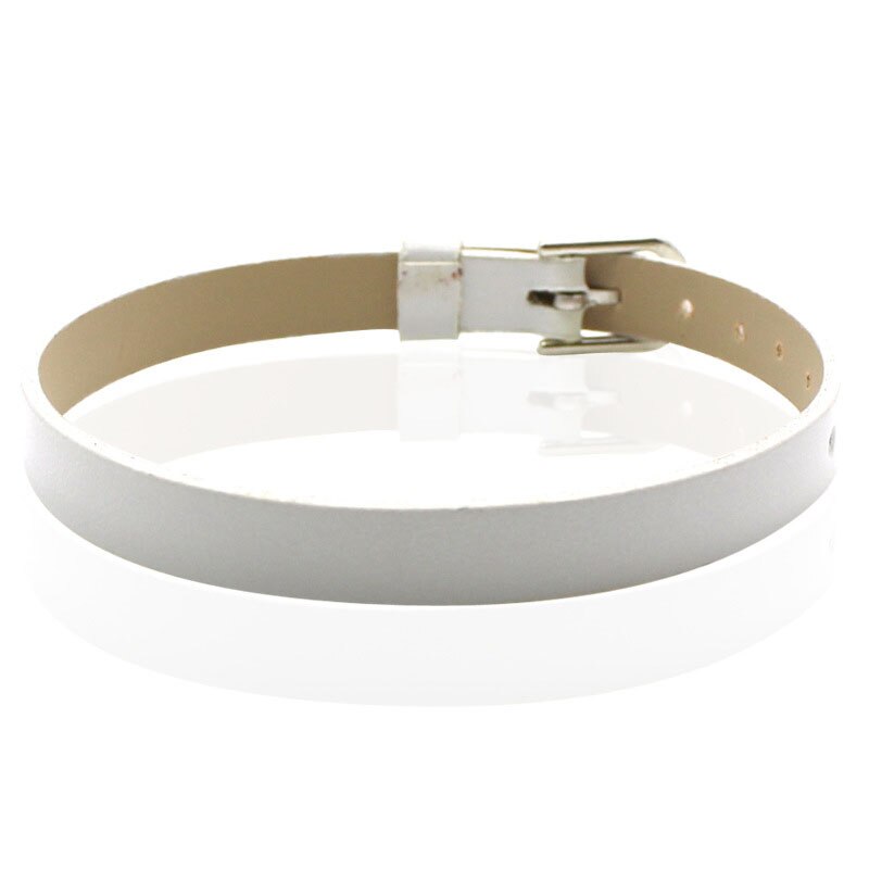 , 8 MM Metallic Oppervlak Polsband Armbanden (50 stuks/partij) DIY Accessoire Fit Slide Letters, Slide Charms, kralen: white