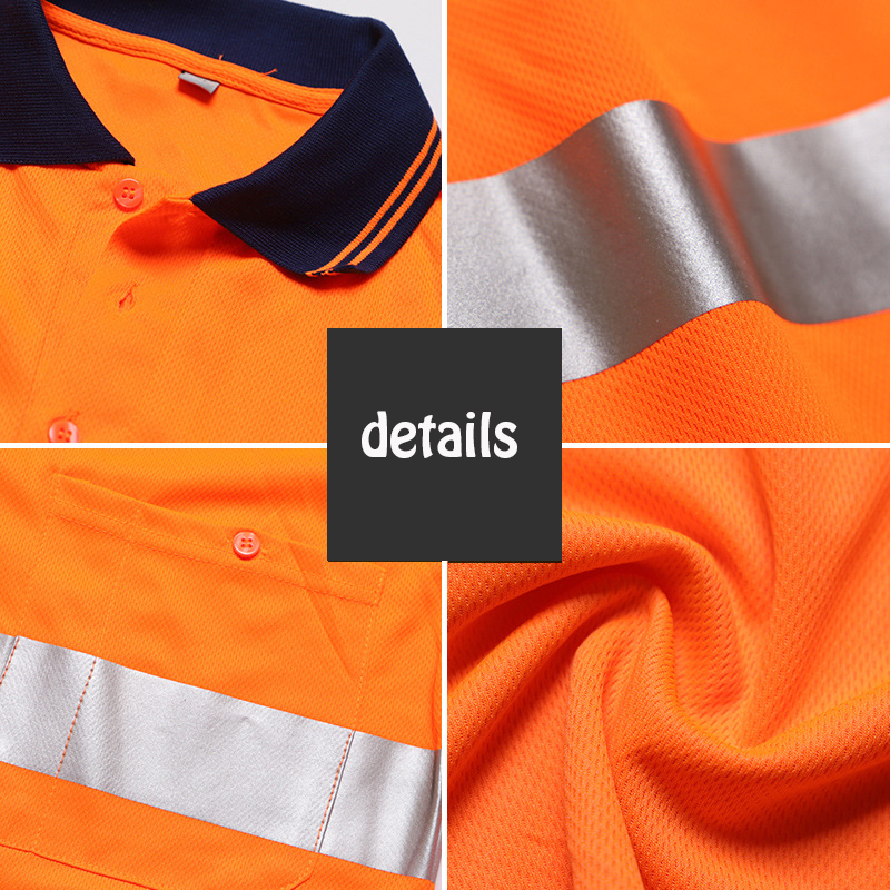 Orange høj synlighed reflekterende sikkerheds t-shirt hurtigtørrende langærmet arbejdstøj udendørs konstruktion beskyttende arbejdstøj