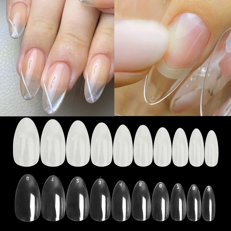 600 Stks/partij Korte Amandel Volledige Cover Nail Tips Stiletto Valse Nep Nagels Voor Nails Extension System Nail Tech Tips Diy gereedschap