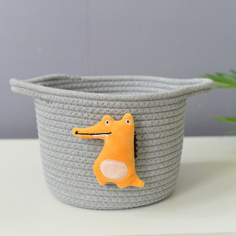 Krokodil Opslag Mand, Katoenen Touw Opslag Mand Opbergdoos Weven, Geweven Bloem Mand Katoenen Draad: 2