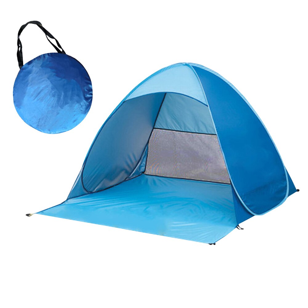 Automatische Pop-Up Outdoor Zon Onderdak Strand Tent Uv-bescherming Zonnescherm Camping Reizen Zonnescherm Regendicht Kampeeruitrusting: Blauw