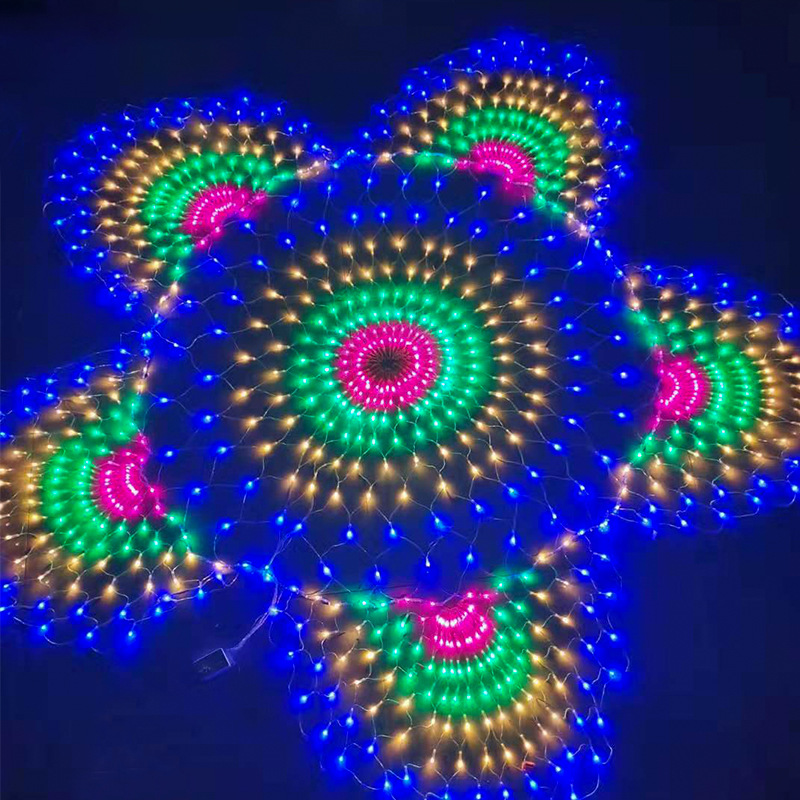 Tira de luces Led de malla con cola de pavo real para decoración de jardín, guirnalda de Hada para exteriores para boda, Navidad, Año , AC220V, 3M