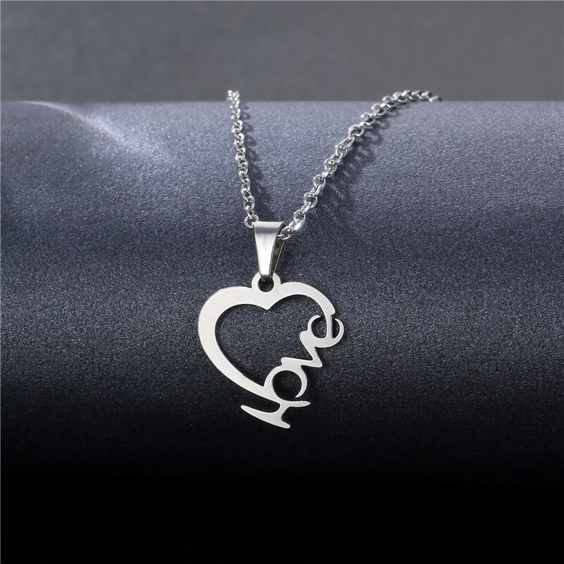 Zilveren Kleur Rvs Hart Mama Ketting Voor Vrouwen Rose Moon Dolfijn Kat Hanger Familie Vriendschap Sieraden: 6