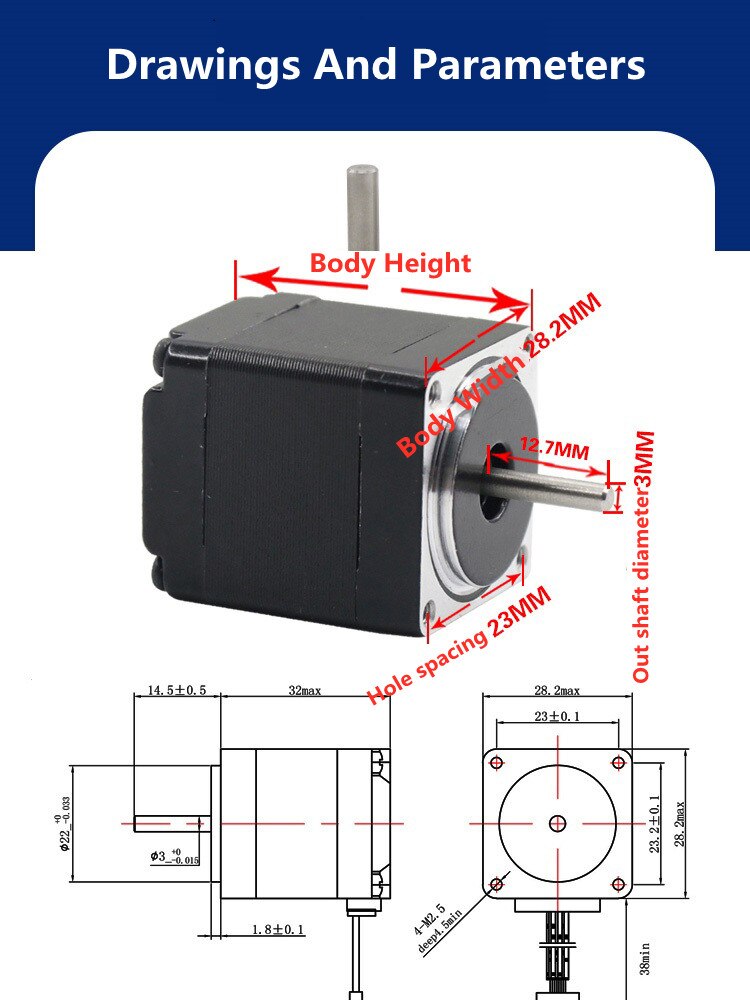 57 Stepping Motor 42 Small Motor Micro Two-phase Stepping Small Motor Slow Speed Silent Control Motor