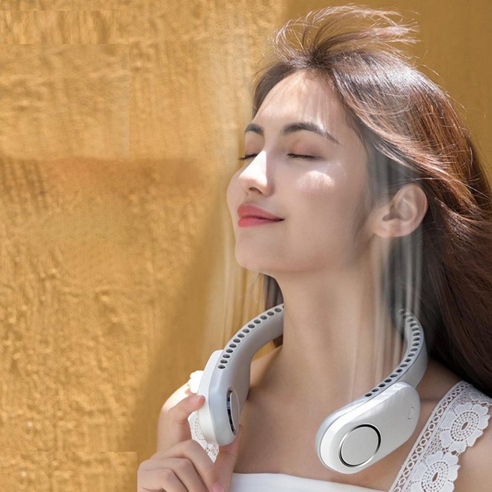 Air Cooling Neck Fan Portable Hanging Neck Fan Bladeless Ventilator Personal Air Conditioner Strong Wind Air Cooler USB Charging