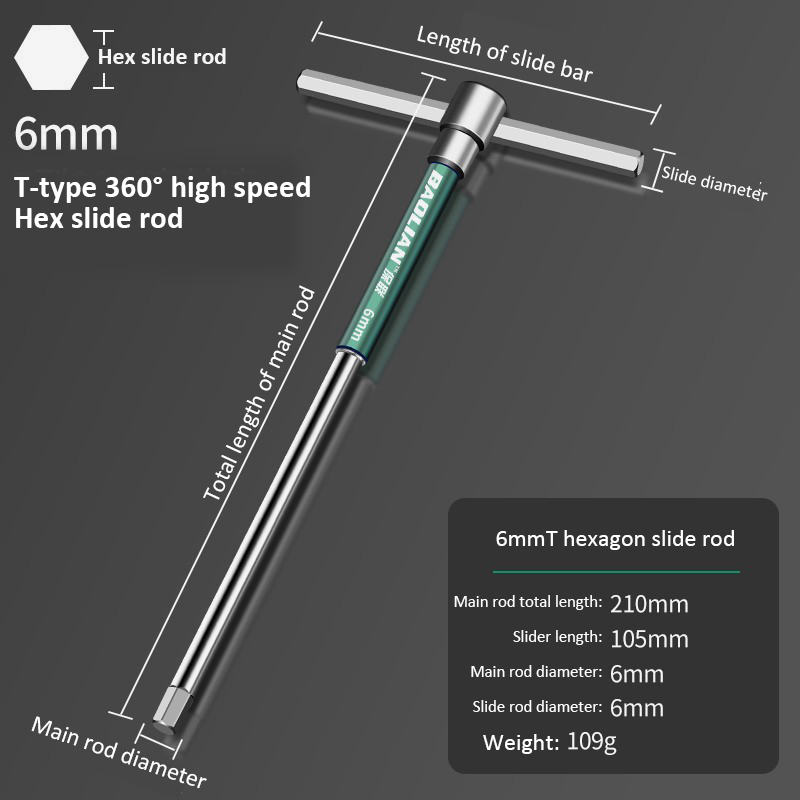 T-Bar Socket Wrench 2-10mm Adjustable T Handle Speed Wrench Set Nut Spinner Hex Socket T Shape Handle Wrench 2-Way Drive: Orange