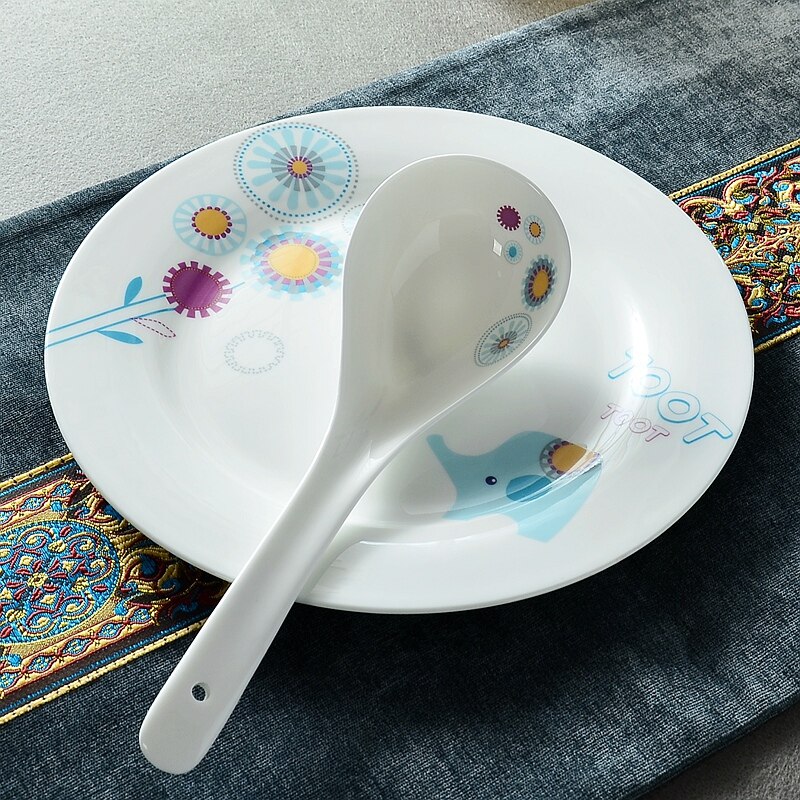 Cuchara de sopa de hueso fino de china, cuchara de cerámica mango largo, cuchara de cocina para cocina, cucharón de sopa de cocina, utensilios de cocina para servir