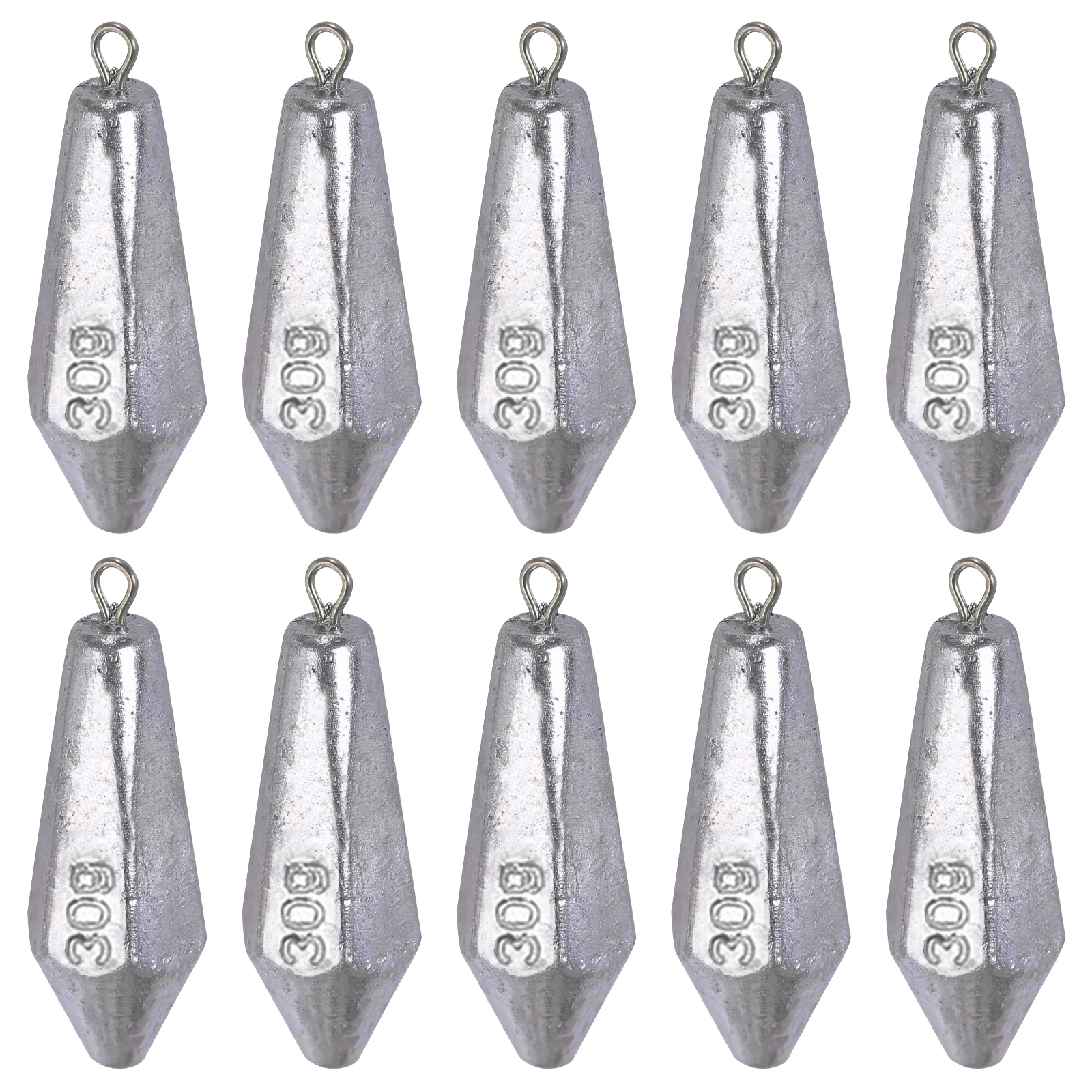 Kit de plomos de pesca de 100g, 6 uds., 20g-80g, pesos de pesca, forma Hexagonal, fundición, tiro de gota, peso largo y aerodinámico