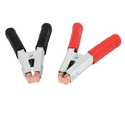 2 Pcs Non Slip Black Red Handle Spring Loaded Crocodile Clip Welding Earth Clamp