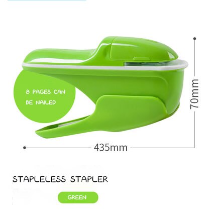 Stapler Needle-Less Stapler Hand-Held Mini Office Supplies For Students Safe And: Green