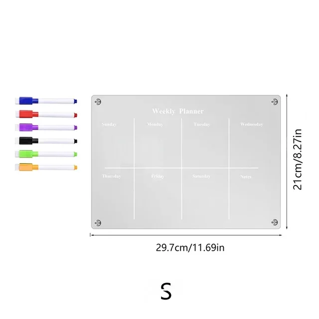 Kühlschrankmagnet, Kalender, Magnettafel, Wochenplaner, wiederverwendbare, trocken abwischbare Tafel, Zeitplan, transparente Kühlschrank-Nachrichten-Menü-Spielereien: Burgunderrot
