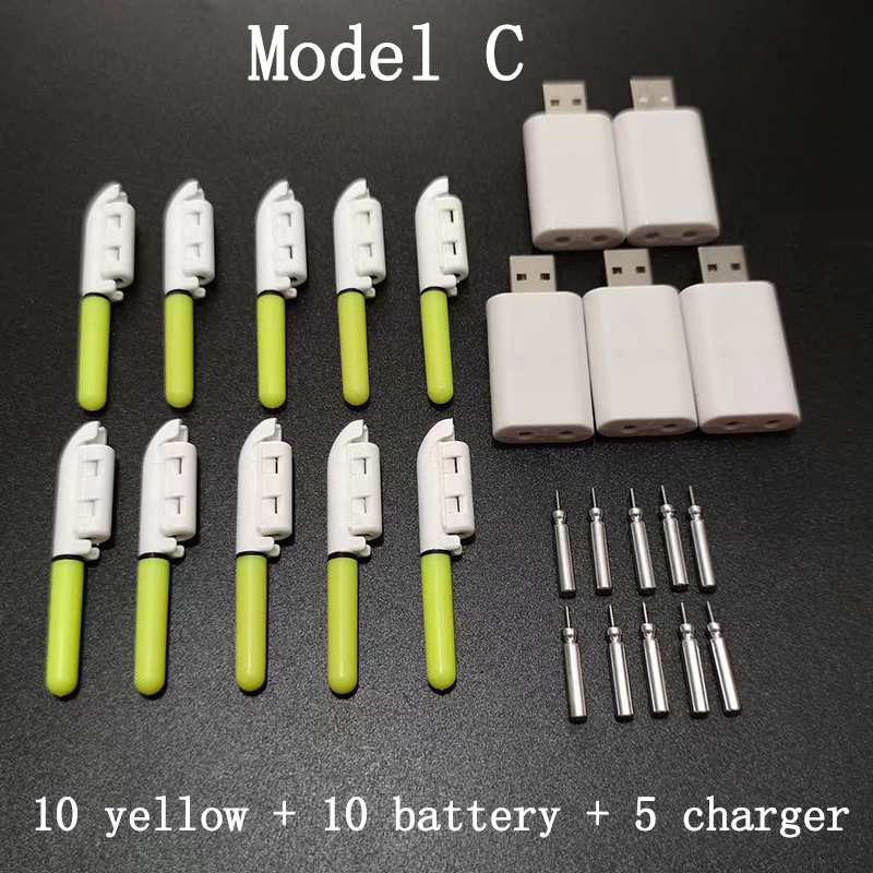 10 st/parti elektronisk ljuspinne med uppladdningsbart batteri, klämma på fiskespö, lysande lampa  a578  cr322 / cr425
