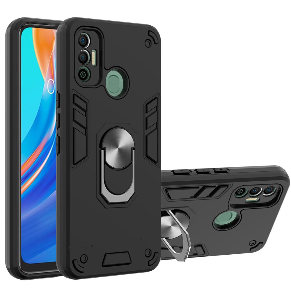 Hybrid Ring Holder Armor Case For TECNO SPARK 7 Case Spark 6 Go Shockproof Kickstand Cover Camon 17 Pro Pova 2 Phone Cases Funda: For SPARK 7 / black