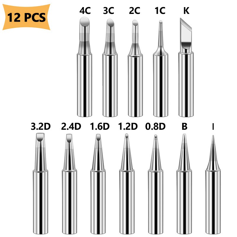 17/12/5PCS Full Size Solder Iron Tips Set Welding Accessory Copper DIY Electric Soldering Iron Replacement Tip Soldering Tool