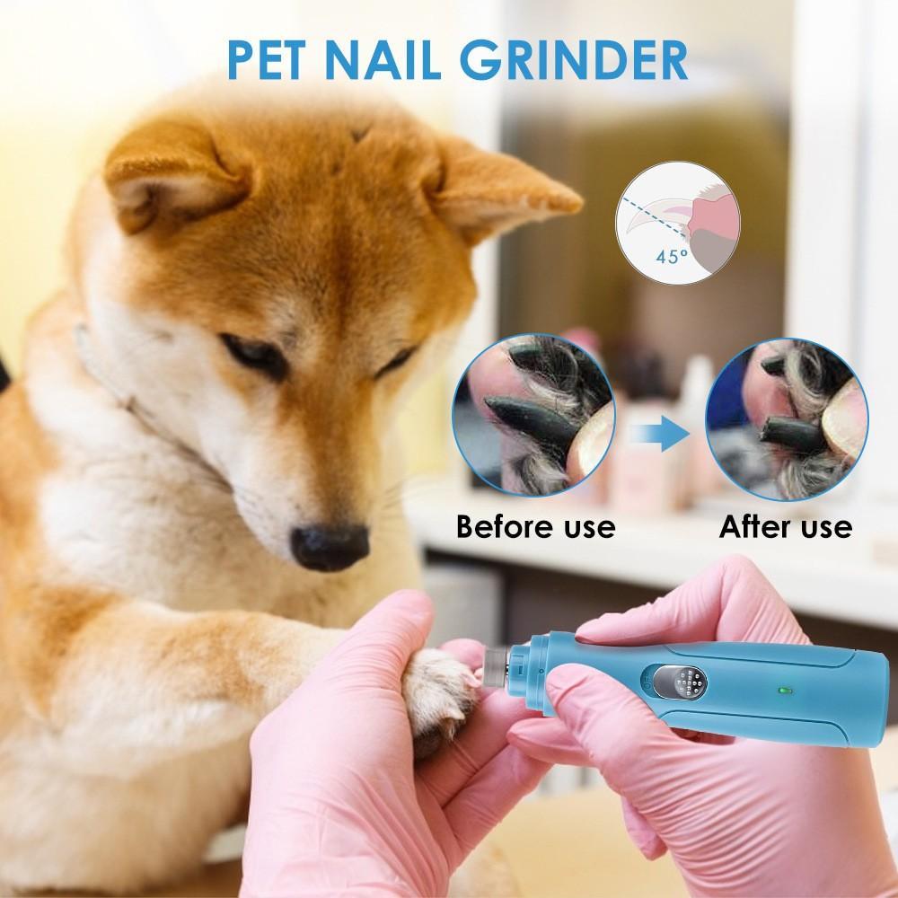 Juego de molinillo de uñas eléctrico para mascotas, pulidor de uñas para perros, cortauñas silencioso para mascotas, herramientas de aseo, recargable por USB
