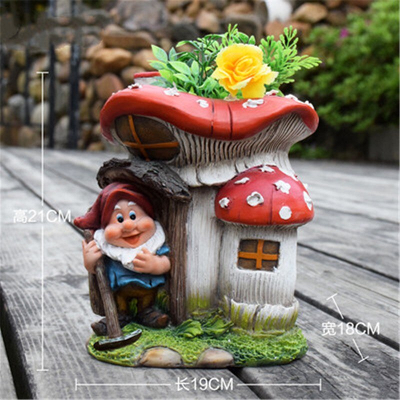 Karikatur Zwerg Blumentopf Ich bin Freien Garten Landschaft Pflanzen Dekor Kreative Kunsthandwerk Wohnkultur Skulptur Einzugsgeschenk A1839: C