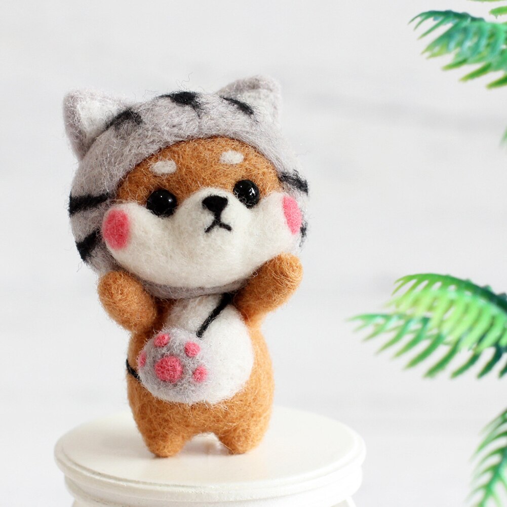 Wool Felt Craft DIY Handmade Toy Animal Doll Wool Felt Poked Kitting Non-Finished DIY Wool Needle Felting Package Set