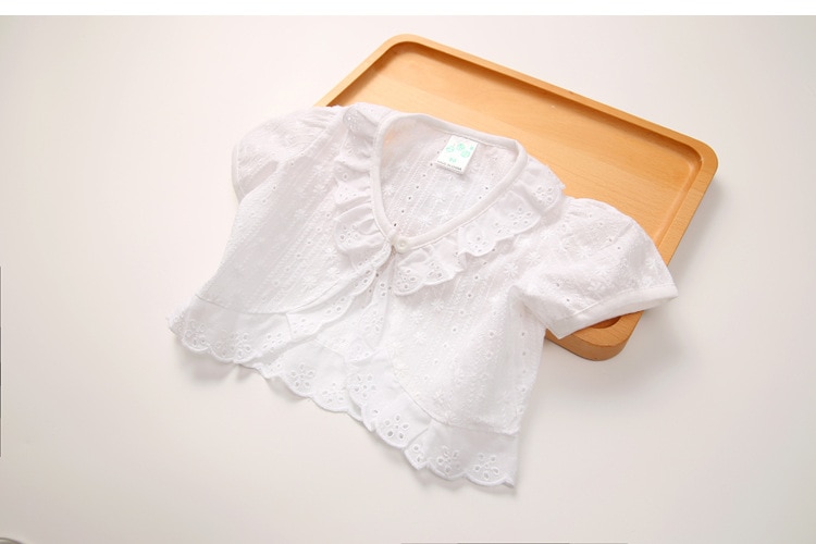 Bolero infantil de renda, jaqueta curta para meninas