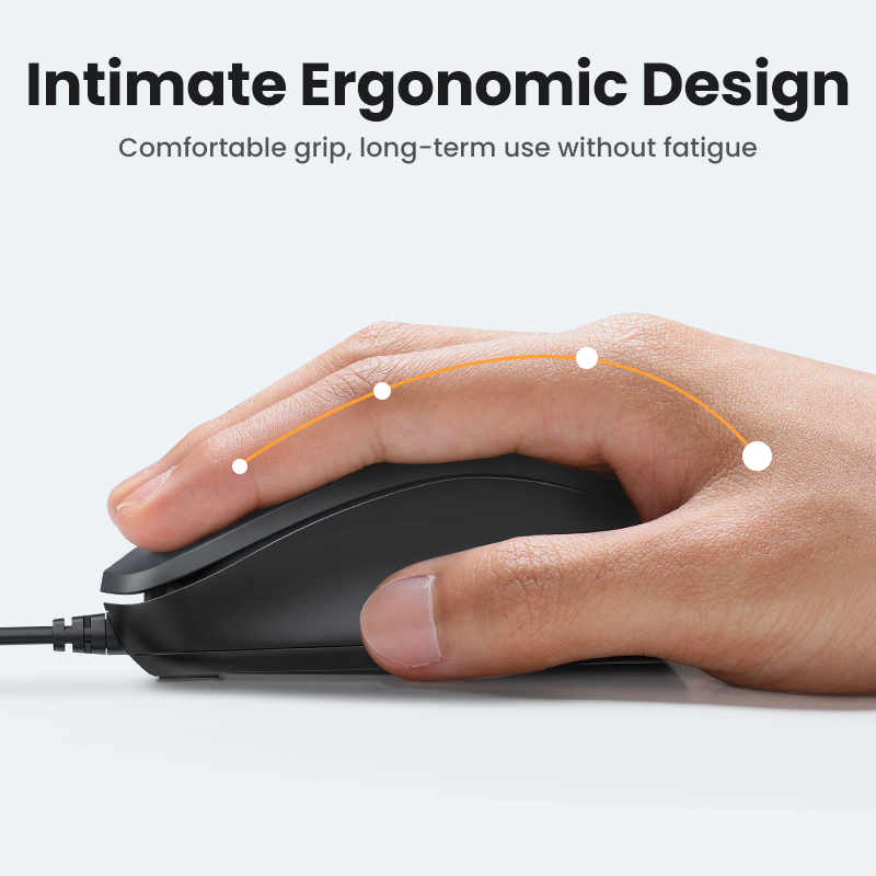 UGREEN USB Wired Mouse with Ergonomic 1200 DPI 3 Buttons Mouse for Laptops and PCs