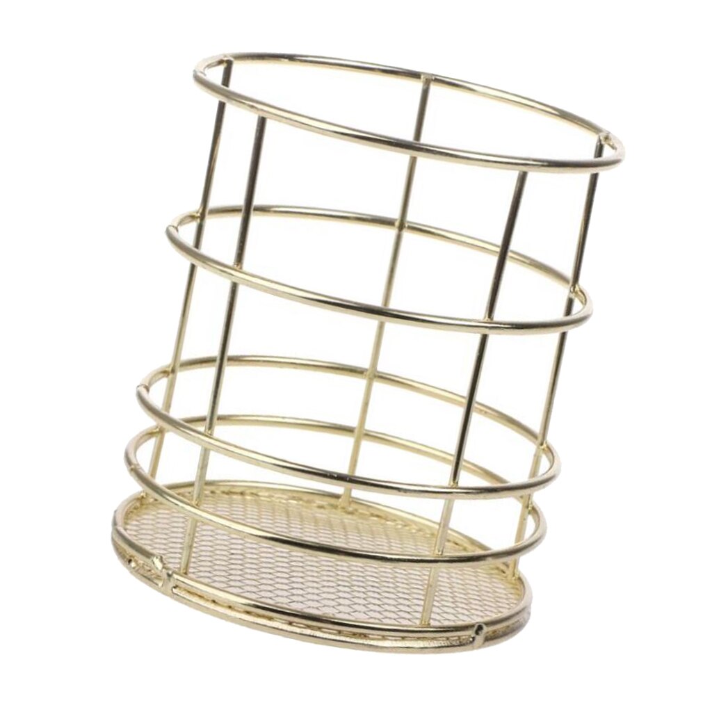 Gold Wire Mesh Pen Pot Pencil Holder / Metal Makeup Brush Holder / Multifunctional