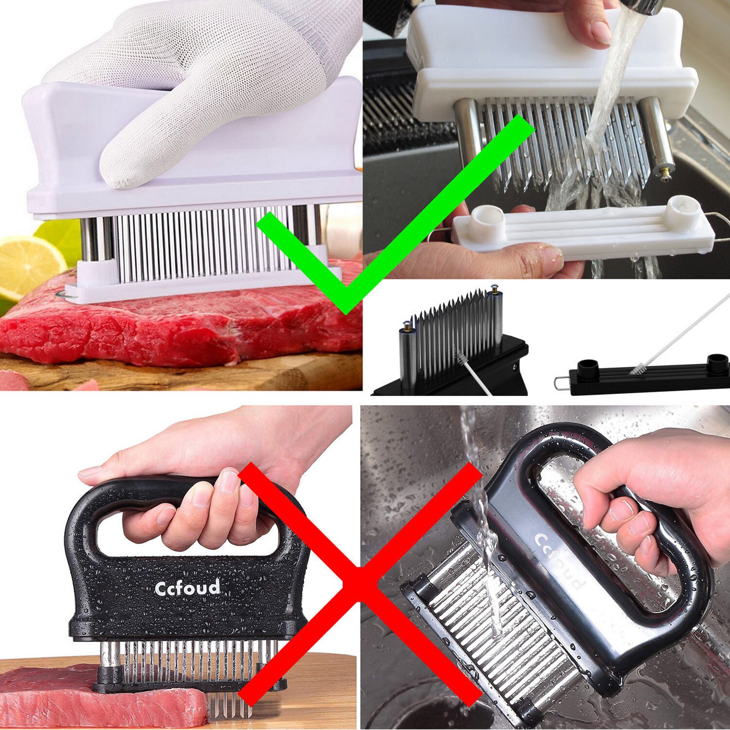 48 Blades Naald Vleesvermalser Rvs Mes Vlees Beaf Steak Hamer Van Vlees Hamer Pounder Koken Gereedschap