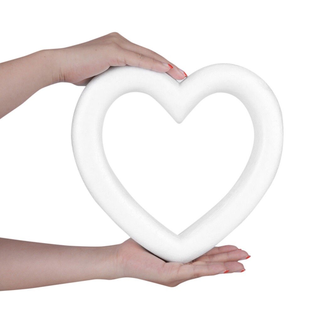 Hjerteformet polystyrenskum krans hvid til diy håndværk bryllupsfest rundt kærlighed hjerte valgfri