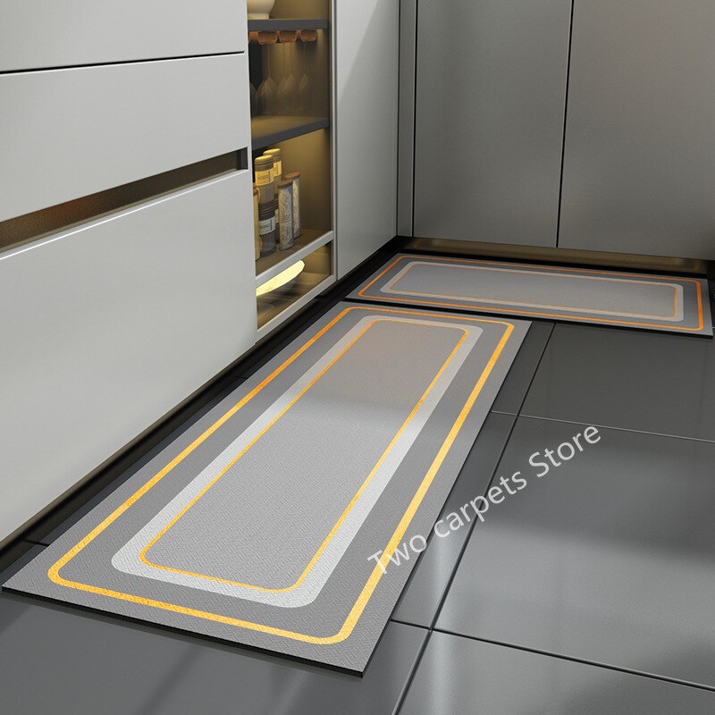 Eovna PVC Kitchen Mat Oilproof Kitchen Carpet Anti Slip Floor Mat for Living Room Bedroom Hallway Grey Doormat