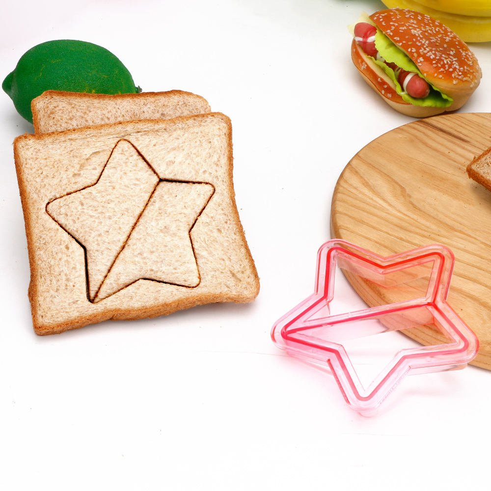 Molde cortador de sándwich con forma de corazón y estrella, cuchillo para pan, molde para galletas, sellador de sándwich, herramientas de pastelería para hornear, máquina para hacer almuerzo para niños: Amarillo claro