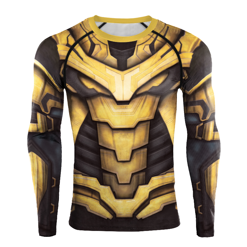 [Du bist mein Geheimnis] Superheld Langarm Workout 3D Kompressionsshirt Comics Cosplay Kostüm Herren Quick Dry Rash Guard Gym Tops: M / Black