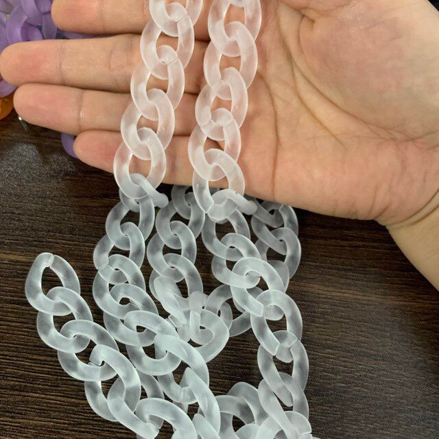 1.0 Meter 17*24mm Acrylic Necklace Strands Parts Linked Bag Chains Women Jewelry DIY Accessories Glasses Chains N027--T: matt white