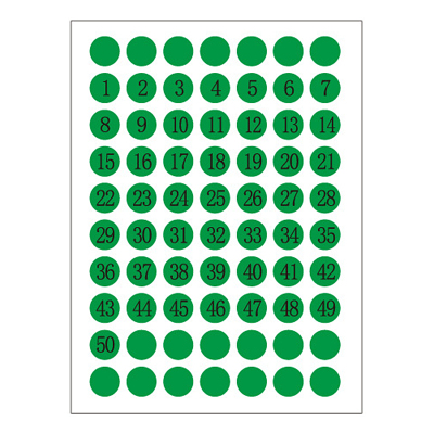Pegatinas digitales de colores para estudiantes, etiquetas de números redondos secuenciales para examen de estudiante, 1-50, 12 Uds.: Green