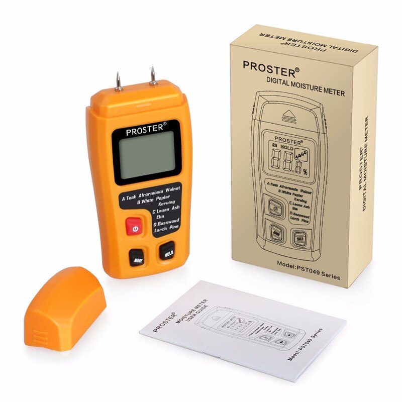 Proster przenośny miernik wilgotności drewna 0.5% dokładność higrometr drewna drzewo gęstości cyfrowy próbnik elektryczny karton pomiaru