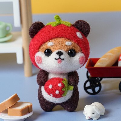 Jiwuo Wool Felt Kit Needle Felting Kit Animal Pet Doll for Needle Material Bag Pack for Beginner Non Finished Wool Felt Package: 12