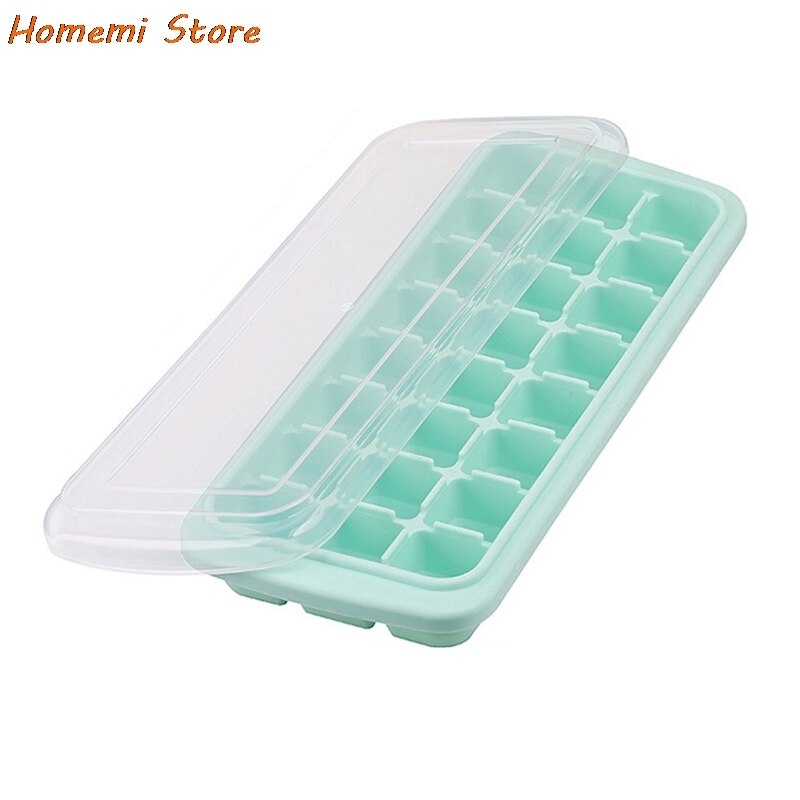 Grids Silicone Ice Cube Mold Fresh Food Fruit Large Ice Tray Moulds With Lids For Ice Party Whiskey Cocktail Cold Drink: 24 grids Green