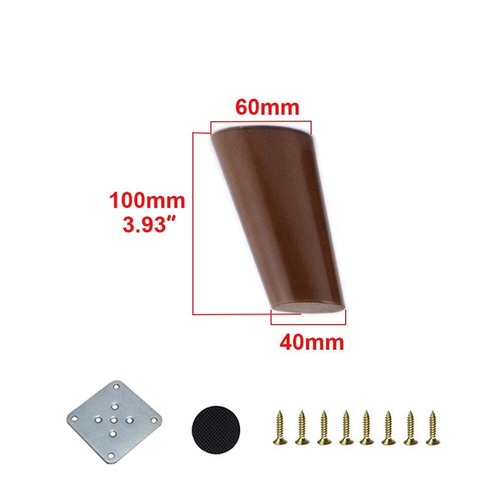 1/4PCS Solid Wood Furniture Legs Walnut Color Straight Oblique With Metal Footings Sofa Replacement Legs For Cabinet Couch Table: 1PC 10CM Oblique
