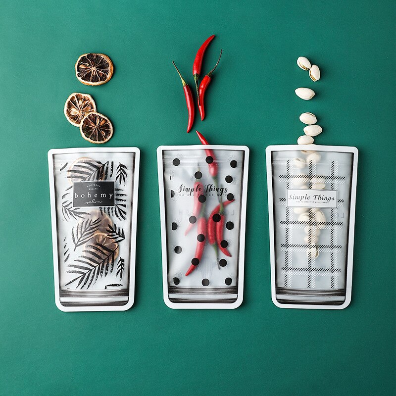 4pcs/Set Zip Lock Reusable Ziplock Bag Leakproof Containers Stand Up Food Snack Bag Kitchen Organizer Freezer Bag Sandwich Bag