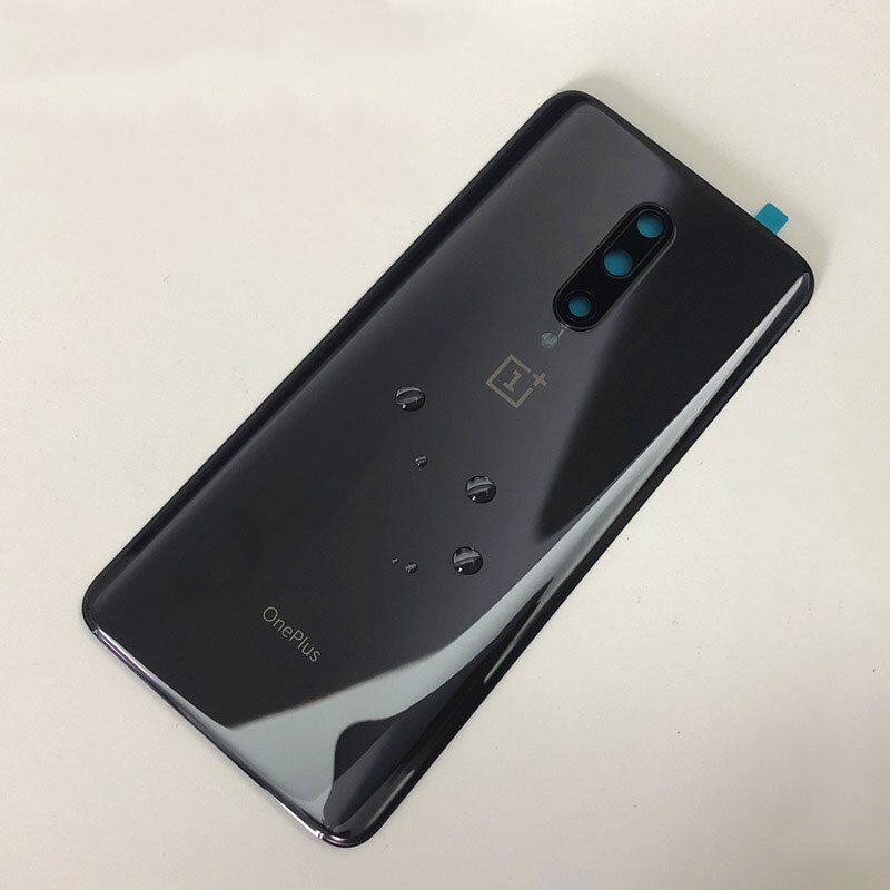 Originalt bagglascover oneplus 7 7t pro battericover one plus 7 t bagdørs cover oneplus 7t bagcover med kameralinse: 7 pro-sort med linse