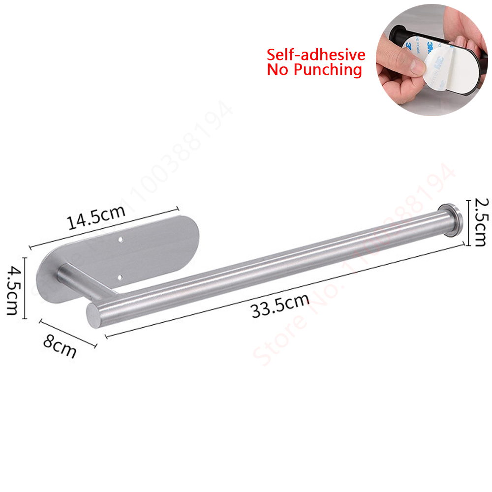 Adhesive Hanging Paper Roll Towel Holder Bathroom Toilet Storage Stand Kitchen Organizer Napkin Rack Stainless Steel Wall Mount: light green