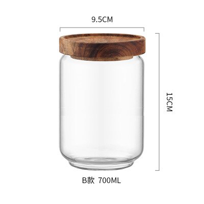 Huishouden Keuken Acacia Hout Verzegeld Opslag Jar Verzegelde Pot Gaopeng Silicium Glas Opslag Fles: 700ml